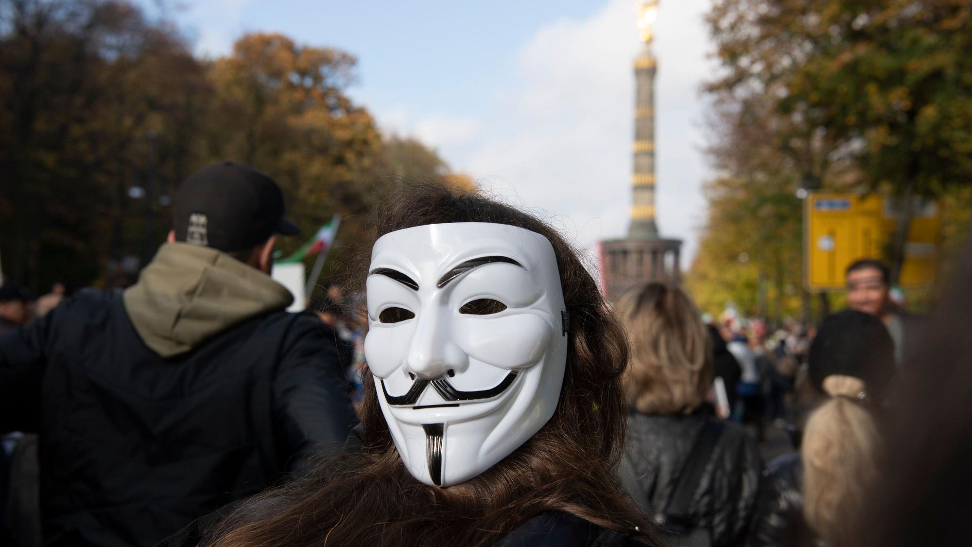 Guy-Fawkes-Masken werden häufig bei Demonstrationen gezeigt.