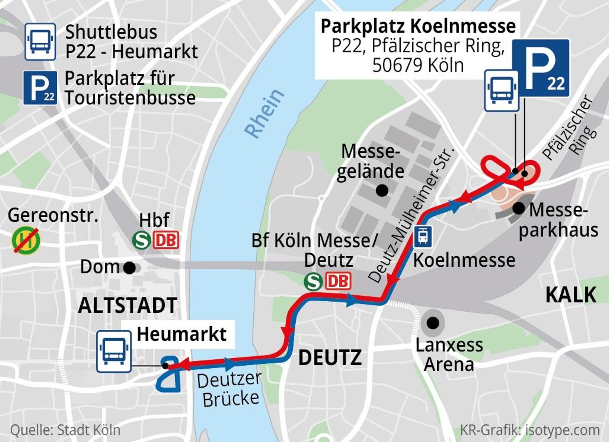 Die Shuttle-Busse in Köln zur Weihnachtszeit in einer Grafik.