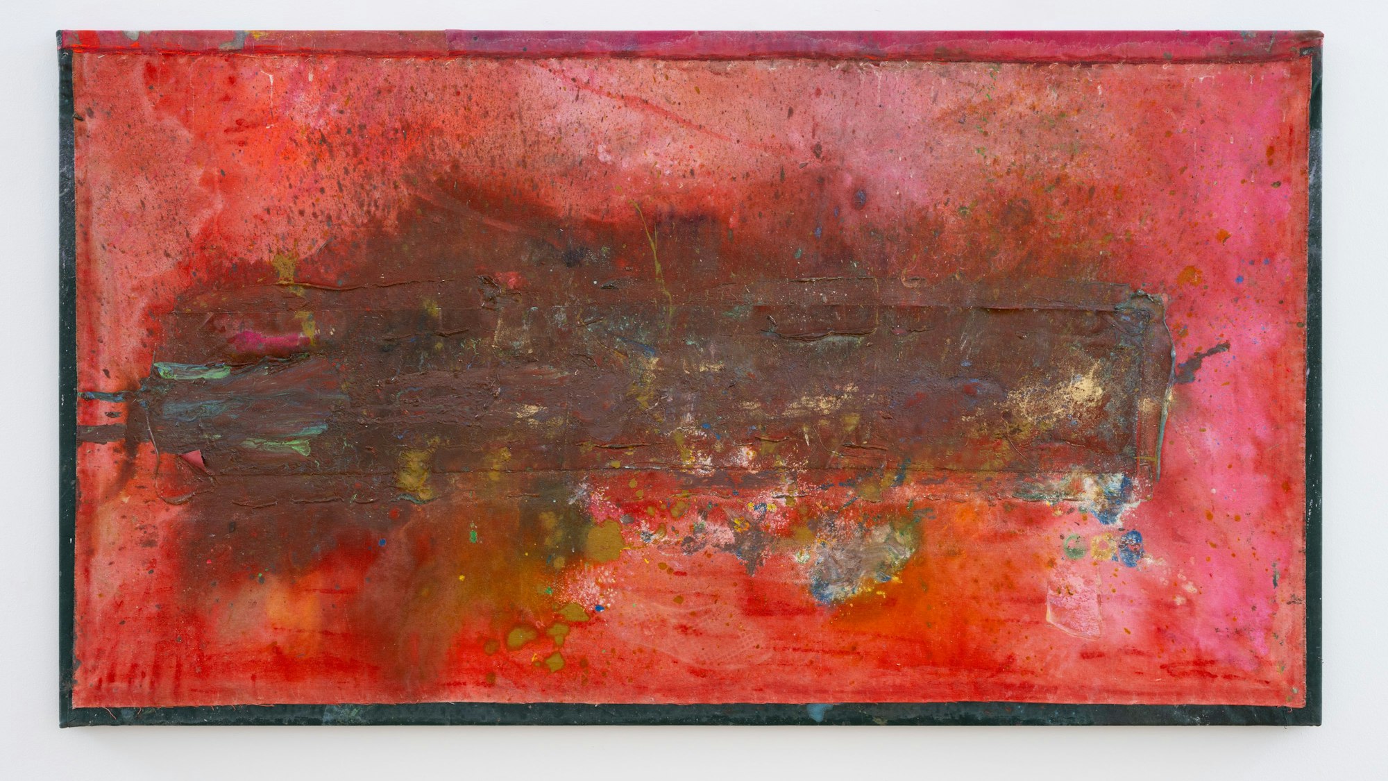 Das abstrakte Bild von Frank Bowling trägt den Titel "Flogging the dead Donkey" und hängt im Museum Ludwig.