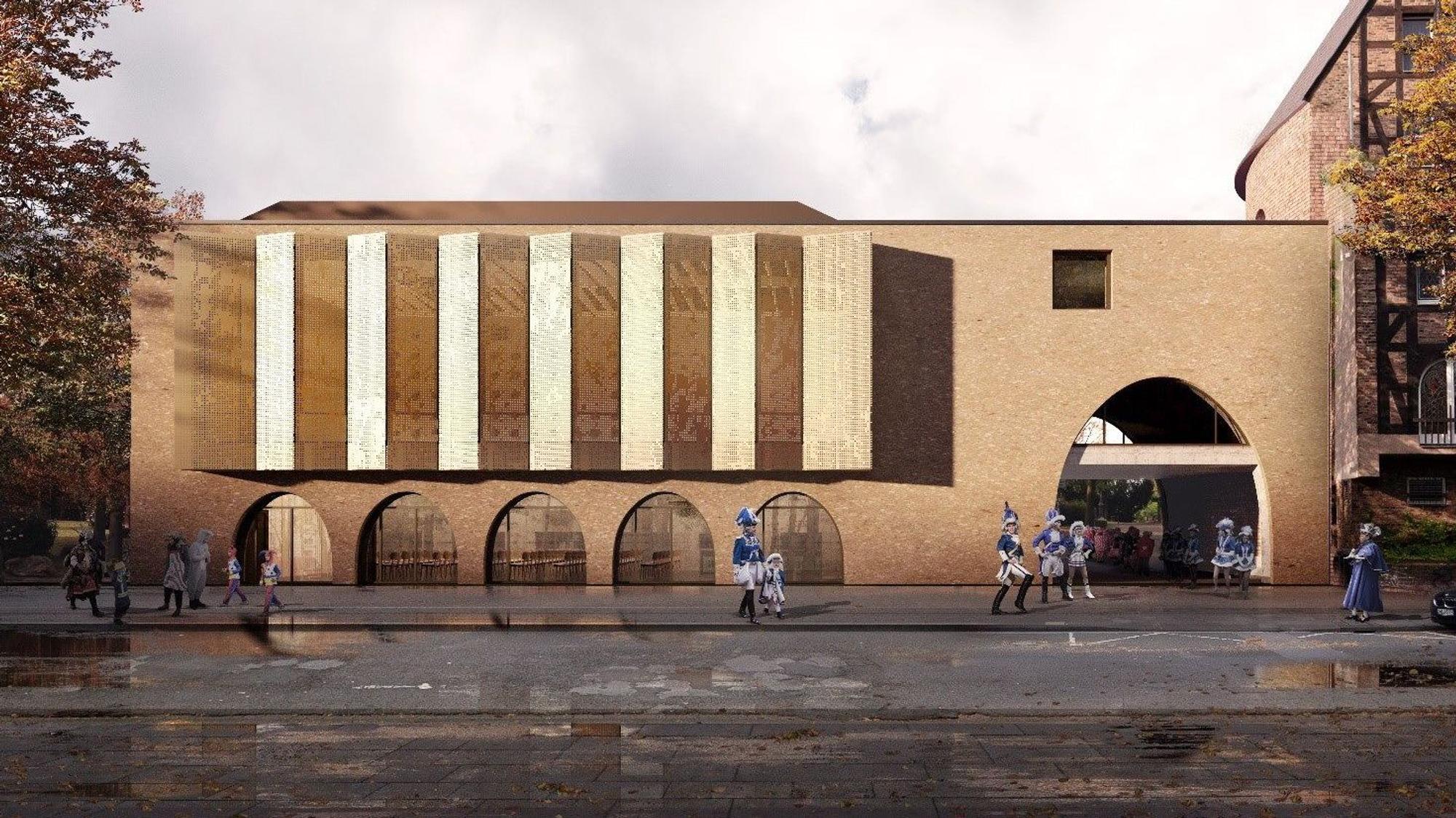 Visualisierung vom künftigen Erweiterungsbau am Sachsenturm für die Blauen Funken.
