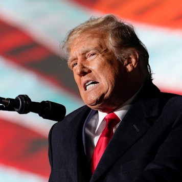 Donald Trump, ehemaliger Präsident der USA, spricht bei einer Wahlkampfveranstaltung.