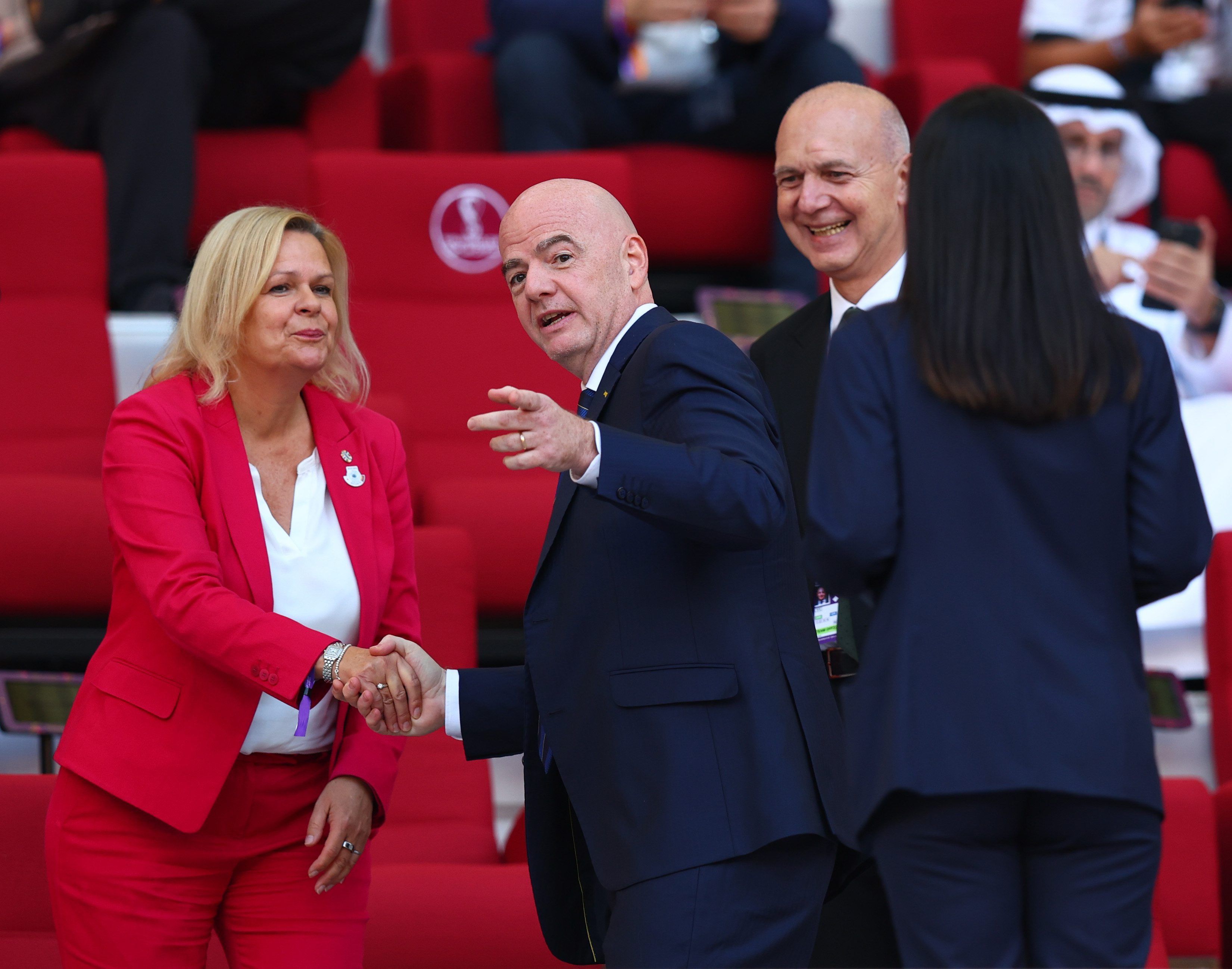 Nancy Faeser (SPD) und Fifa-Präsident Giovanni Vincenzo Infantino