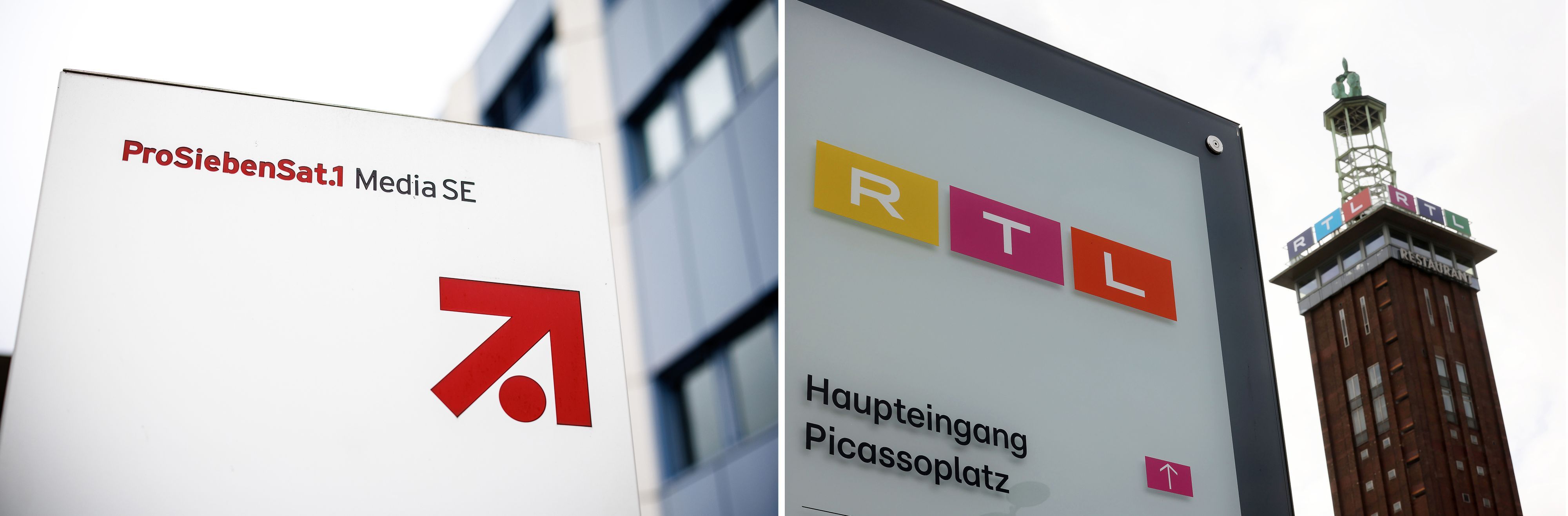 Firmenschild von RTL Deutschland vor dem Sendezentrum des privaten Fernsehsenders in Köln (Symboldbild)