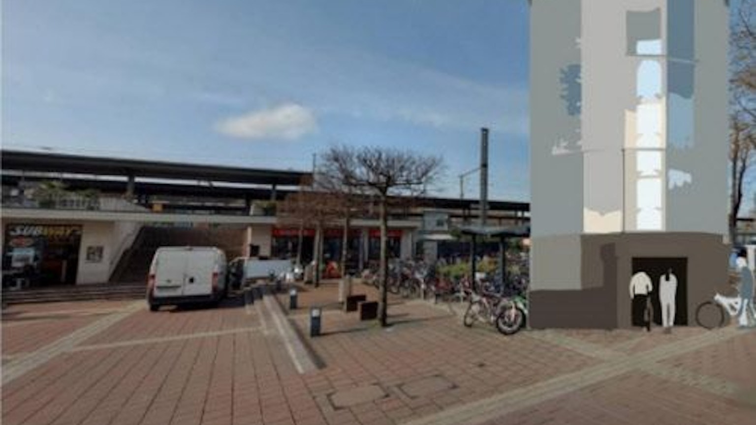 Ein Turm als Fahrradparkplatz am Bahnhof Siegburg ist auf dieser Visualisierung zu sehen.