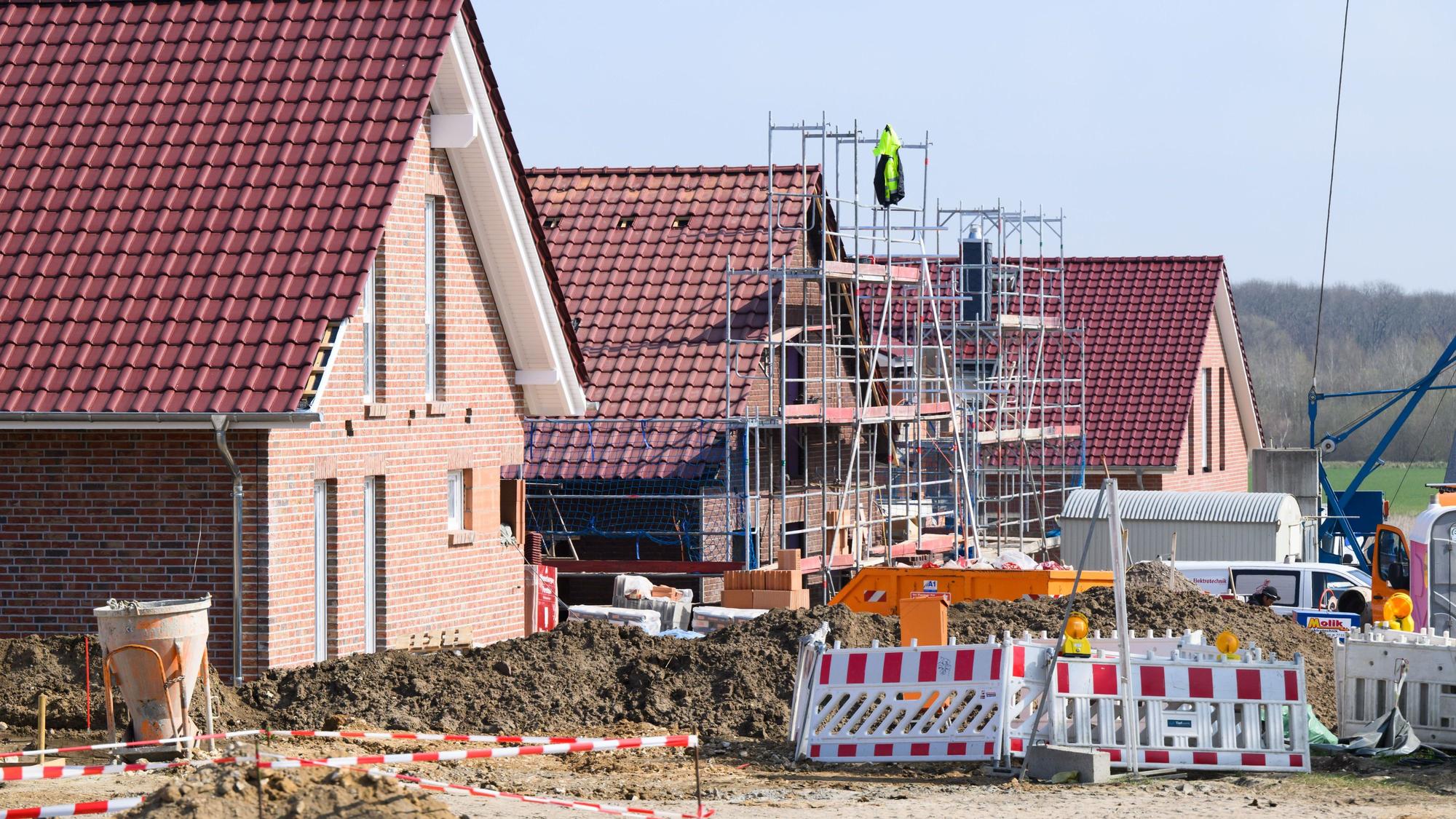 Eine Baustelle im Neubaugebiet.