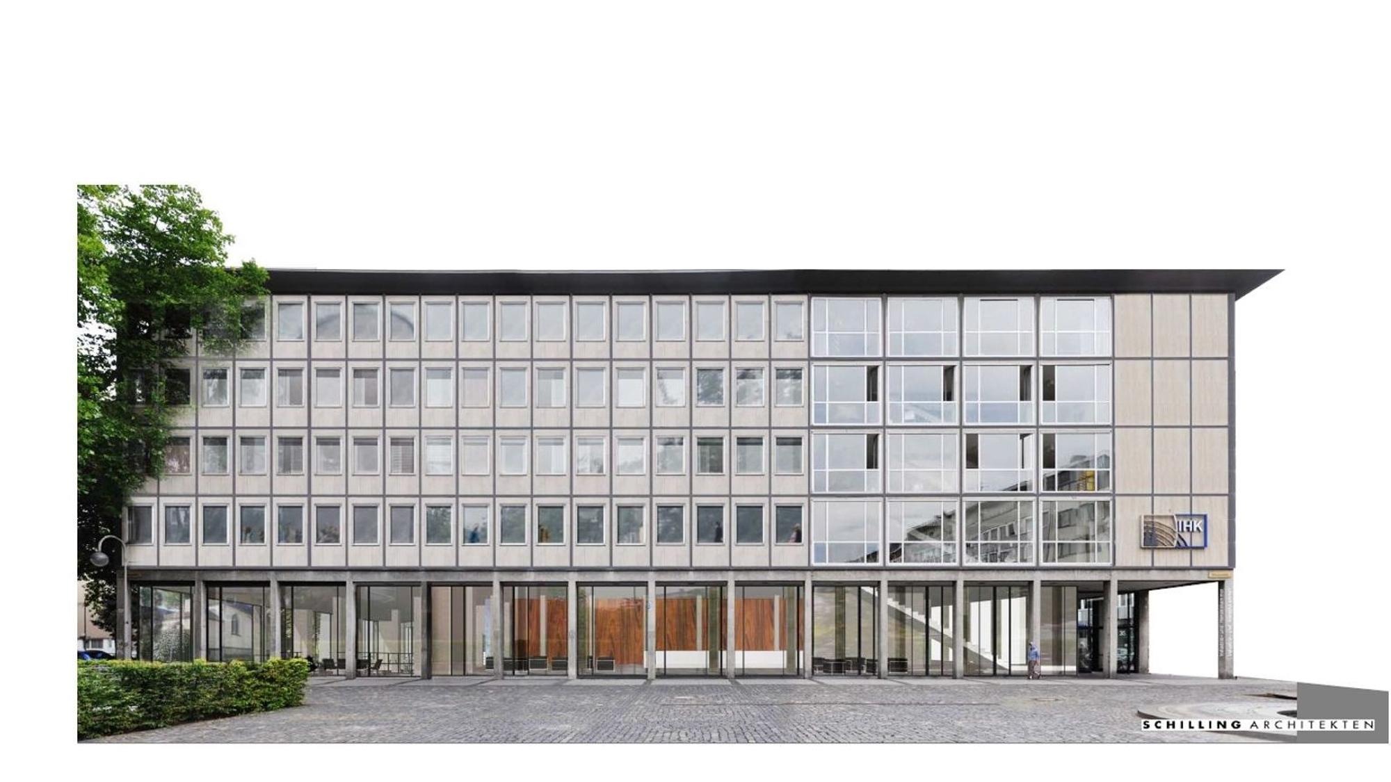 Der Entwurf von Schilling-Architekten sieht eine Angleichung der Höhen und einen anderen Eingang vor.