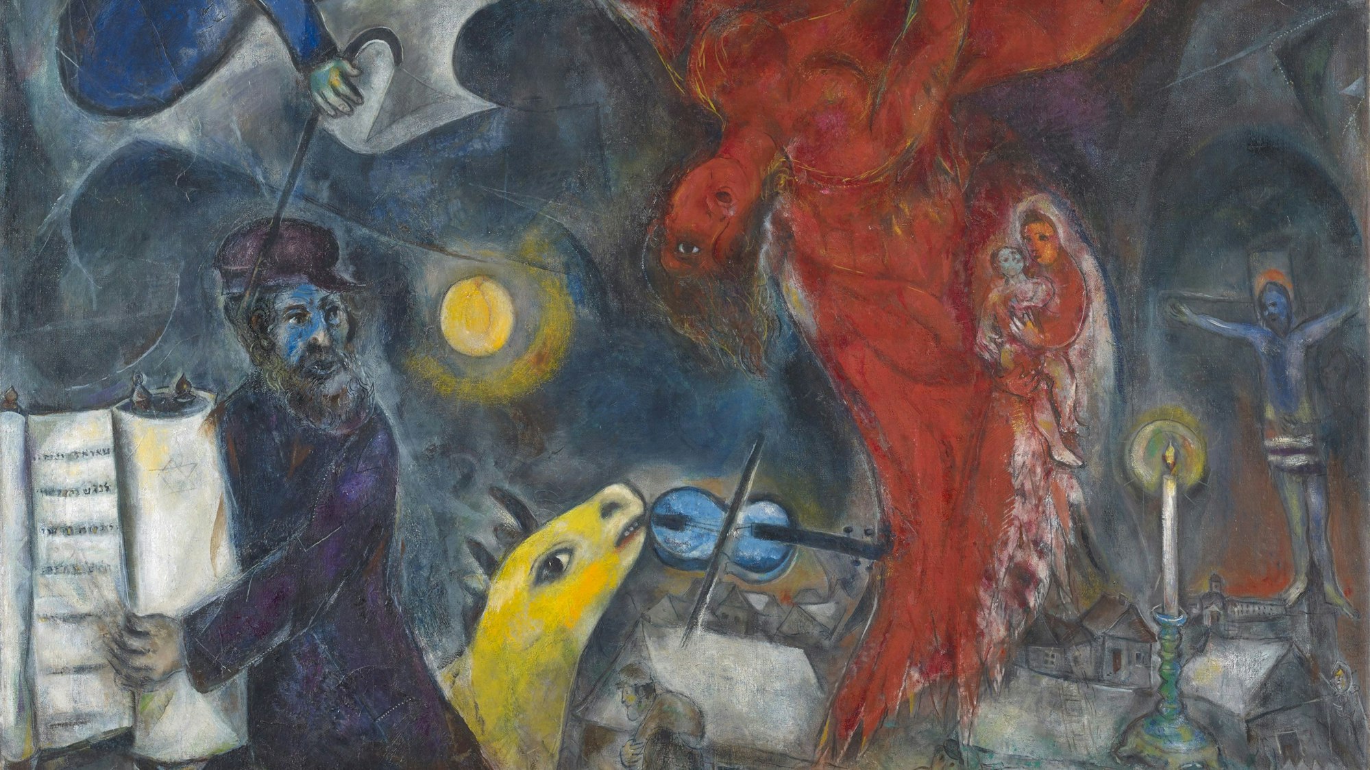 Da Bild „Der Engelsturz“ malte Marc Chagall in Öl auf Leinwand.