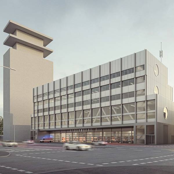 Die Visualisierung zeigt, wie die Feuerwache Innenstadt nach dem Neubau aussehen soll.