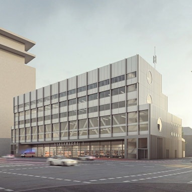 Die Visualisierung zeigt, wie die Feuerwache Innenstadt nach dem Neubau aussehen soll.