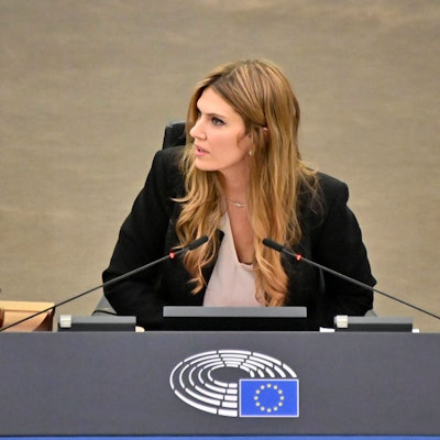 Eva Kaili bei einer Plenartagung im Plenarsaal des Europäischen Parlaments.