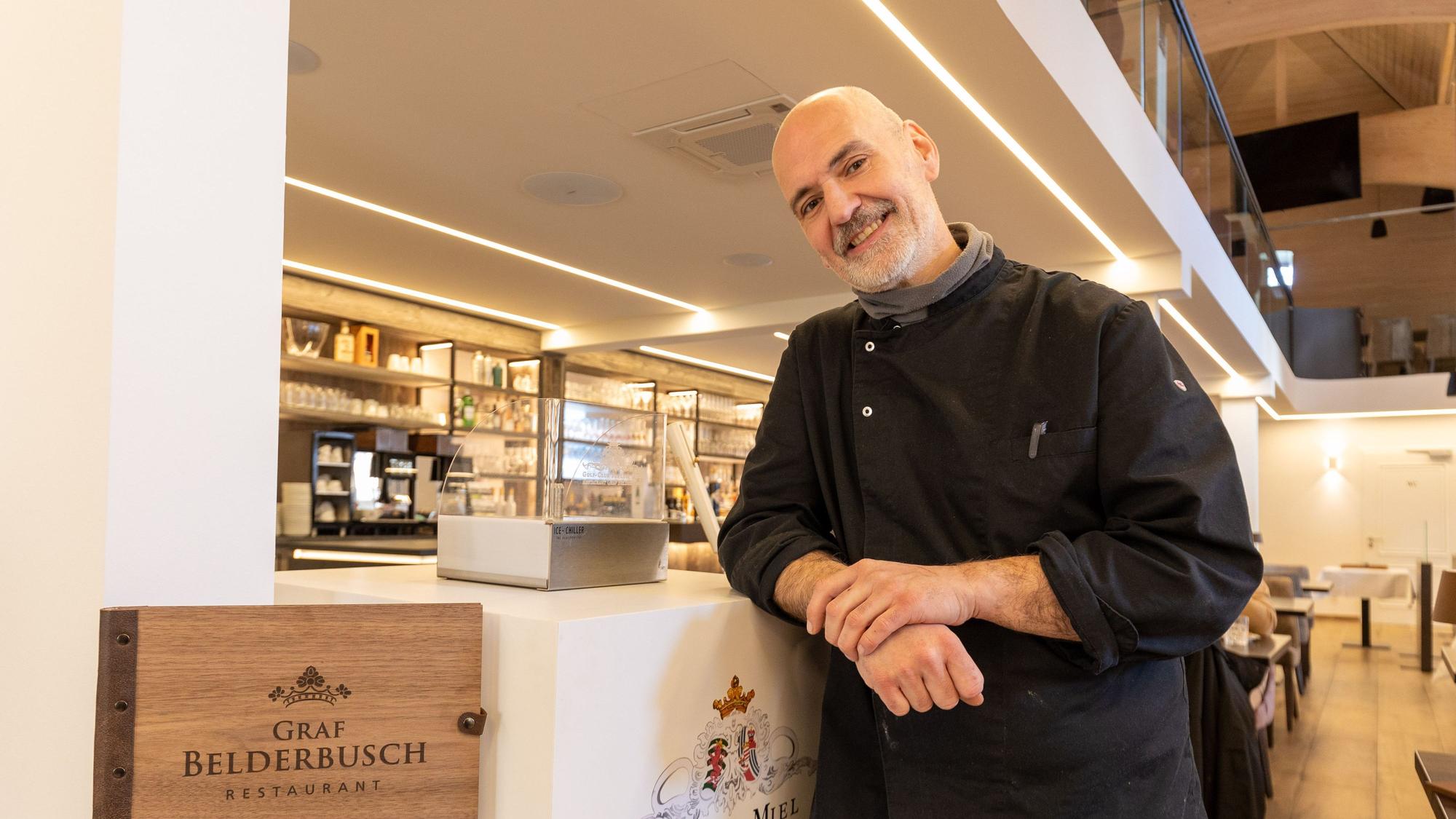 Stefan Hoffmeister im Restaurant Graf Belderbusch in Swisttal auf Schloss Miel.