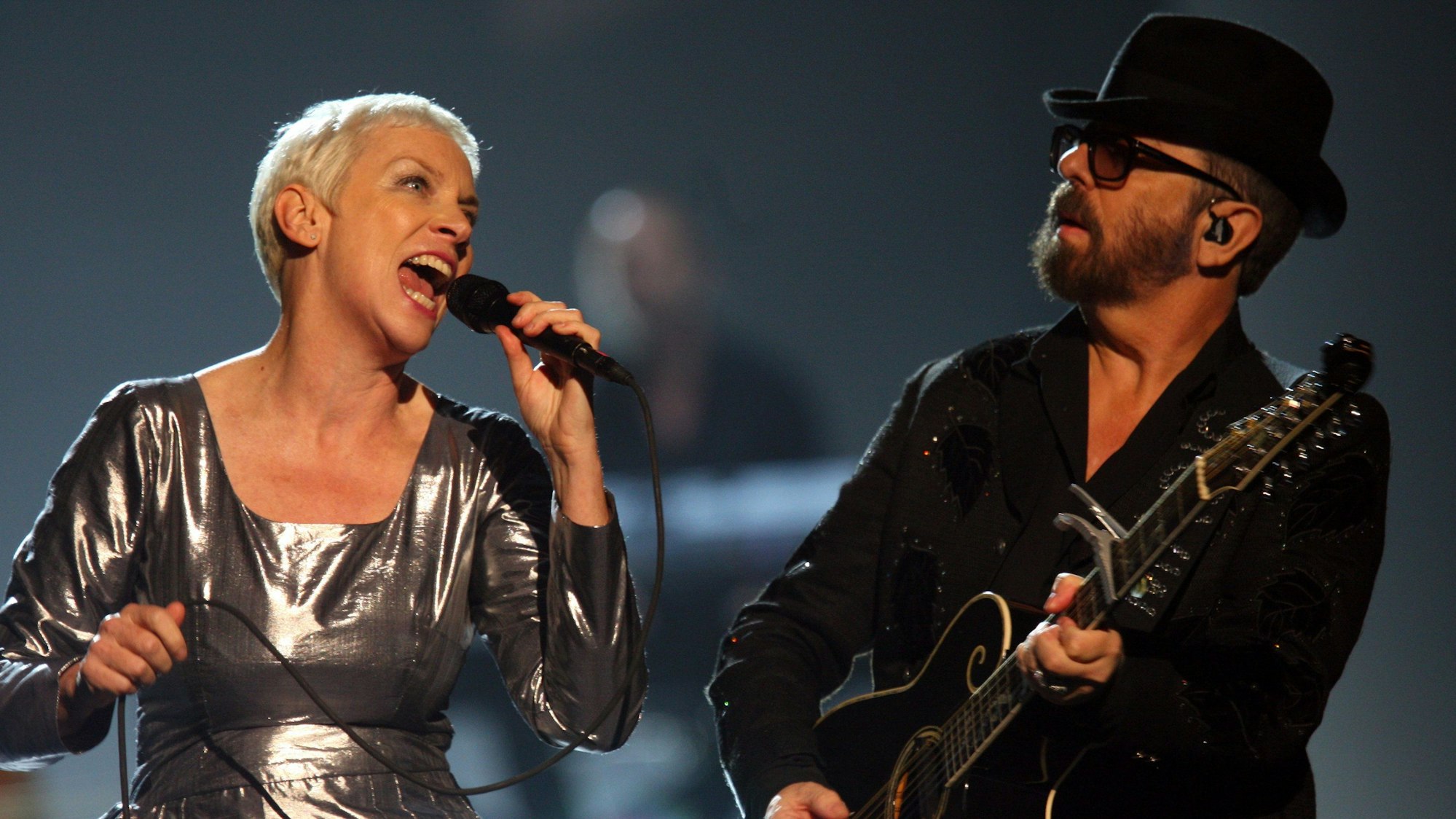 Annie Lennox and Dave Stewart von den Eurythmics 2014 in Los Angeles.