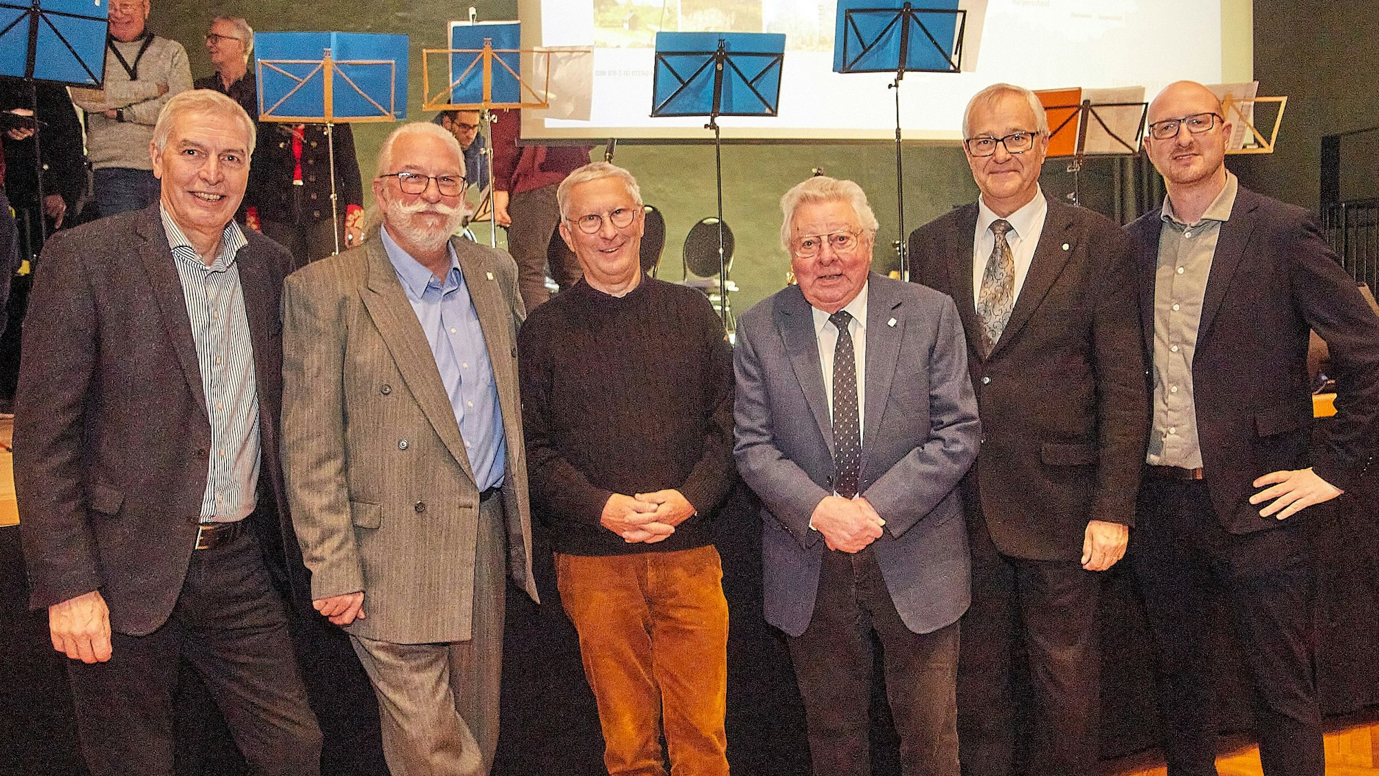Ehemalige und aktuelle Stadtspitzen: Udo Meister (v.l.), Ralf Hergarten, Dieter Wolter, Alois Sommer, Gregor Micus und Ingo Pfennings.