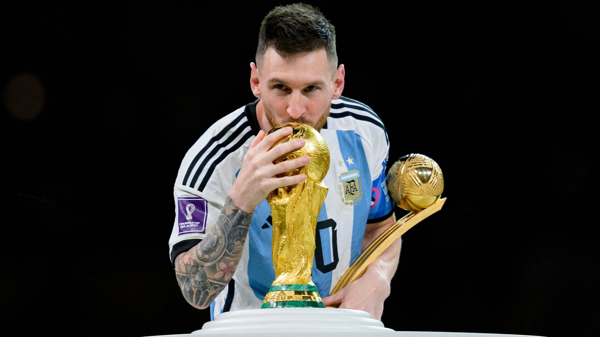 Lionel Messi bei der Siegerehrung