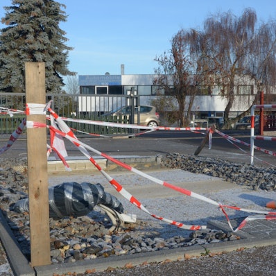 An dieser Stelle hatte der Geldautomaten in Flamersheim gestanden.