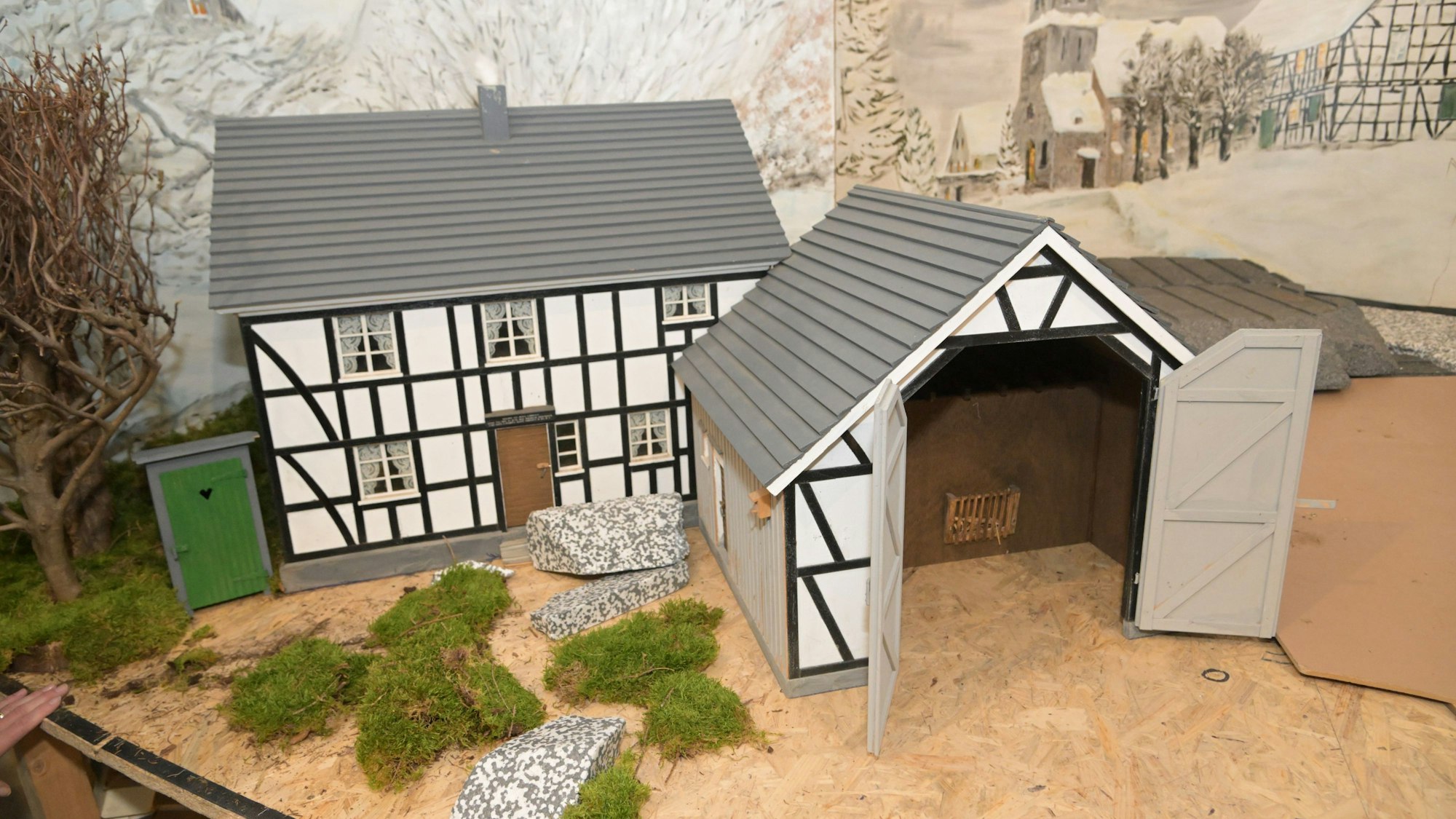 Bergische Fachwerkhäuser sind in der Krippe von Biesfeld ebenfalls aufgebaut.