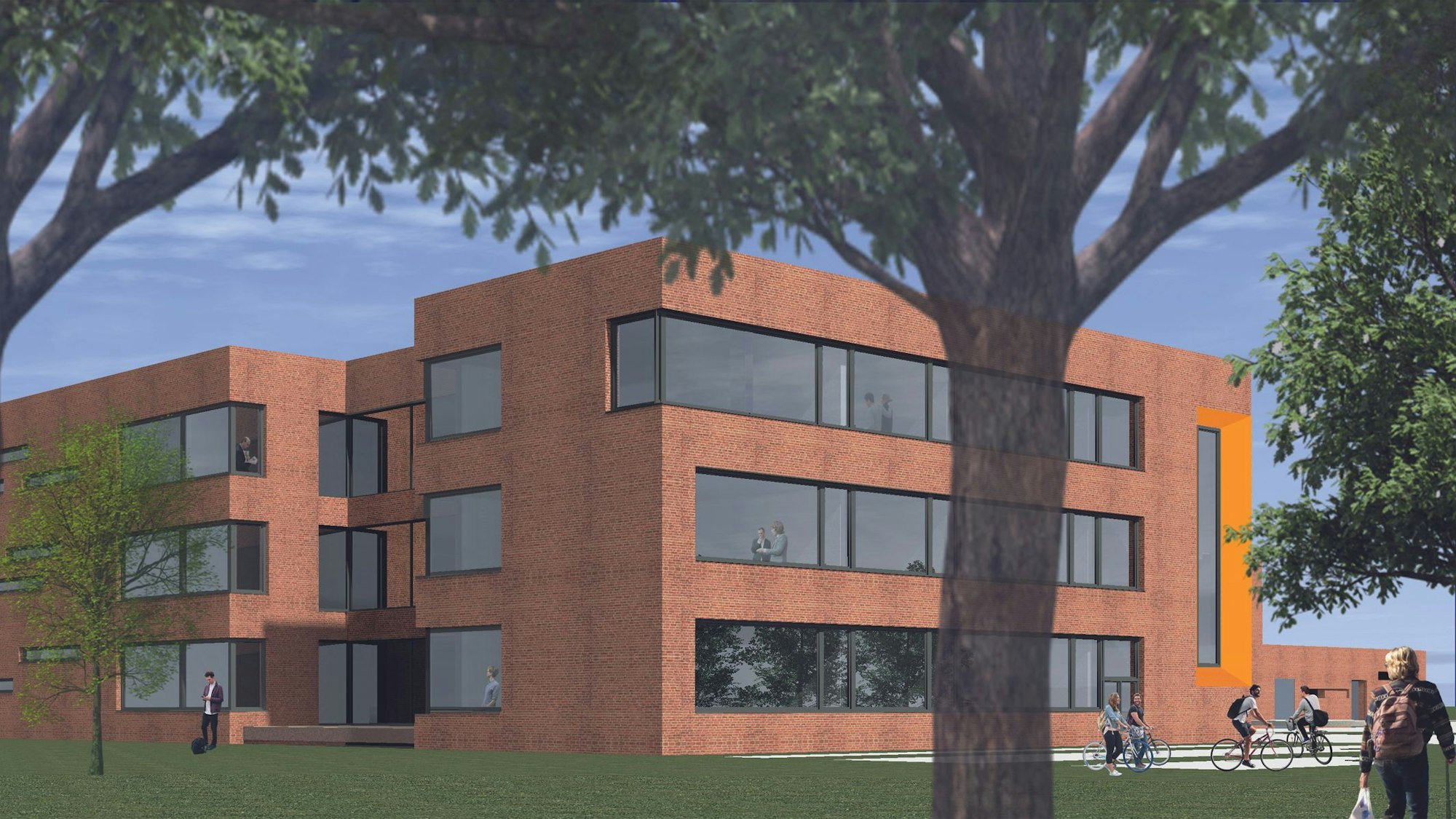 In einer Visualisierung sieht man das neue Schulzentrum Nord in Niederkassel-Lülsdorf