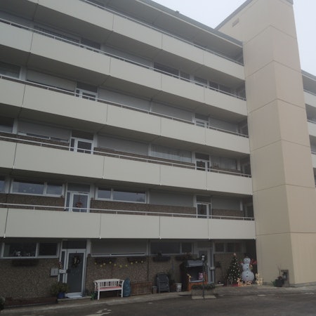 Die Häuser an der Buchenhöhe, hier im Dezember 2022.