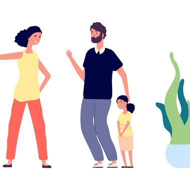 Eine wütende Mutter schreit, ein Mädchen weint und ein Vater versucht, die Tochter zu trösten.