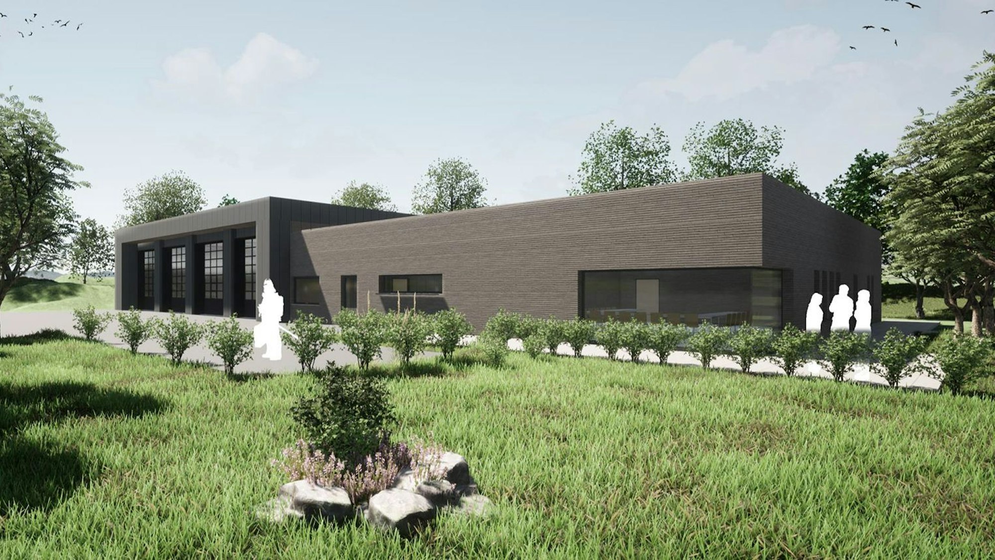 Entwurf für den Neubau des Feuerwehrgerätehauses in Mechernich-Bleibuir.