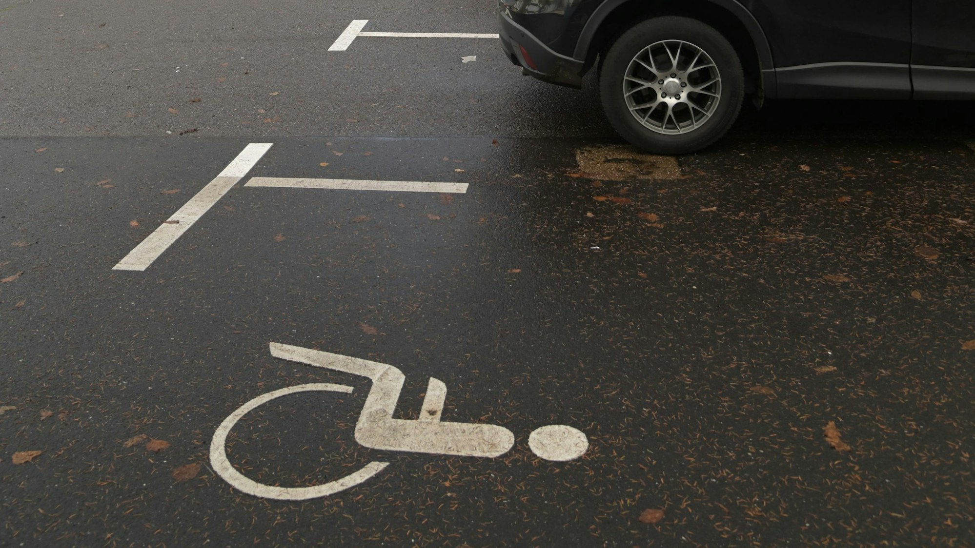 Ein freier Behindertenparkplatz.