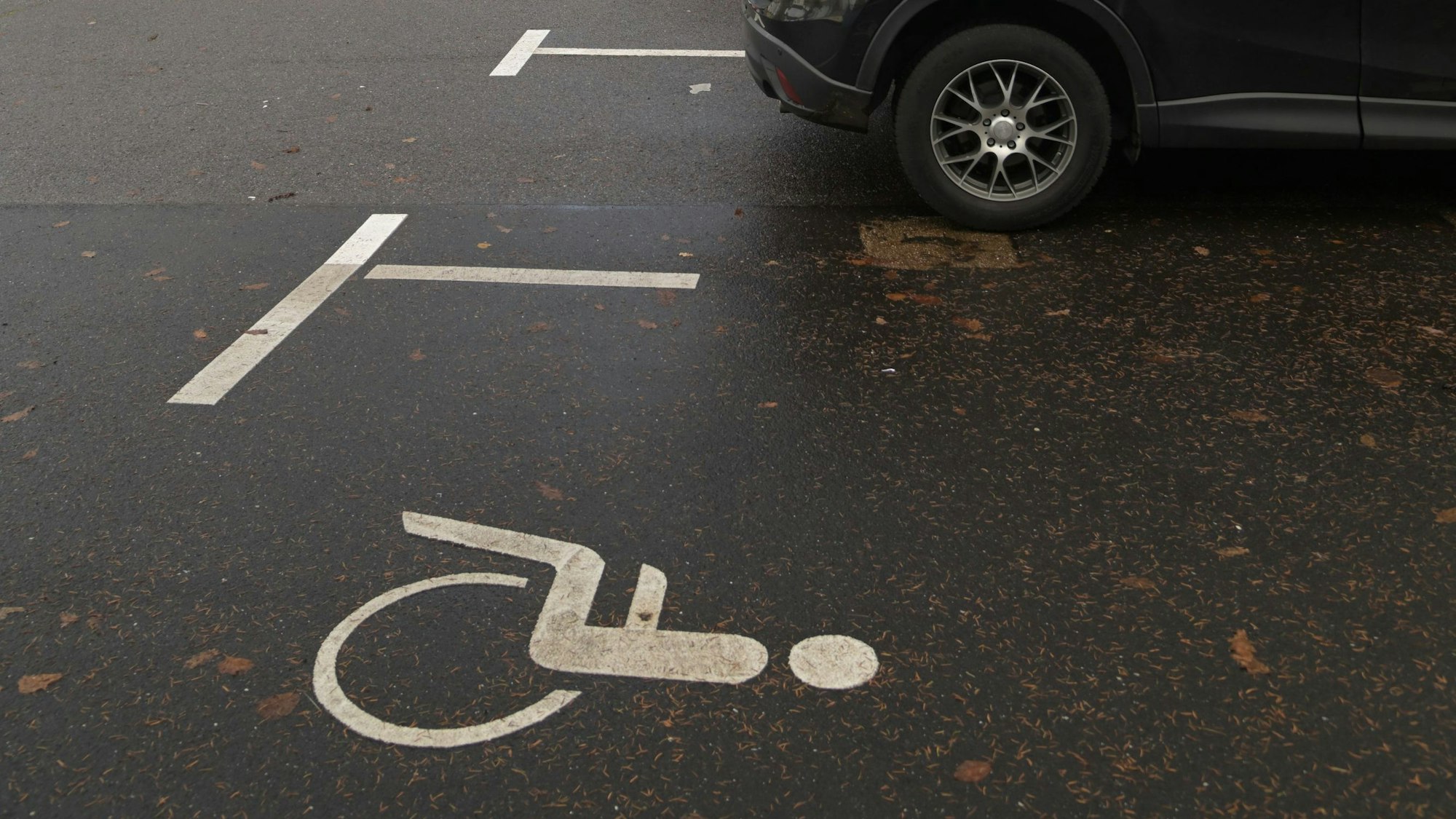 Ein freier Behindertenparkplatz.
