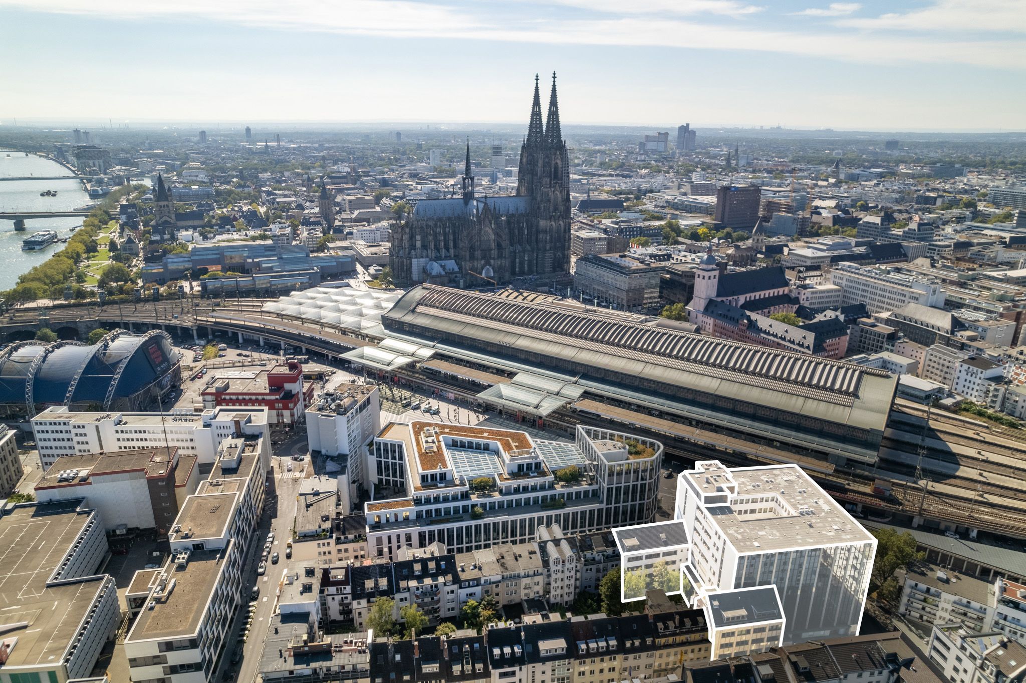 Das Bild zeigt unten rechts das Gebäude, um das es geht.