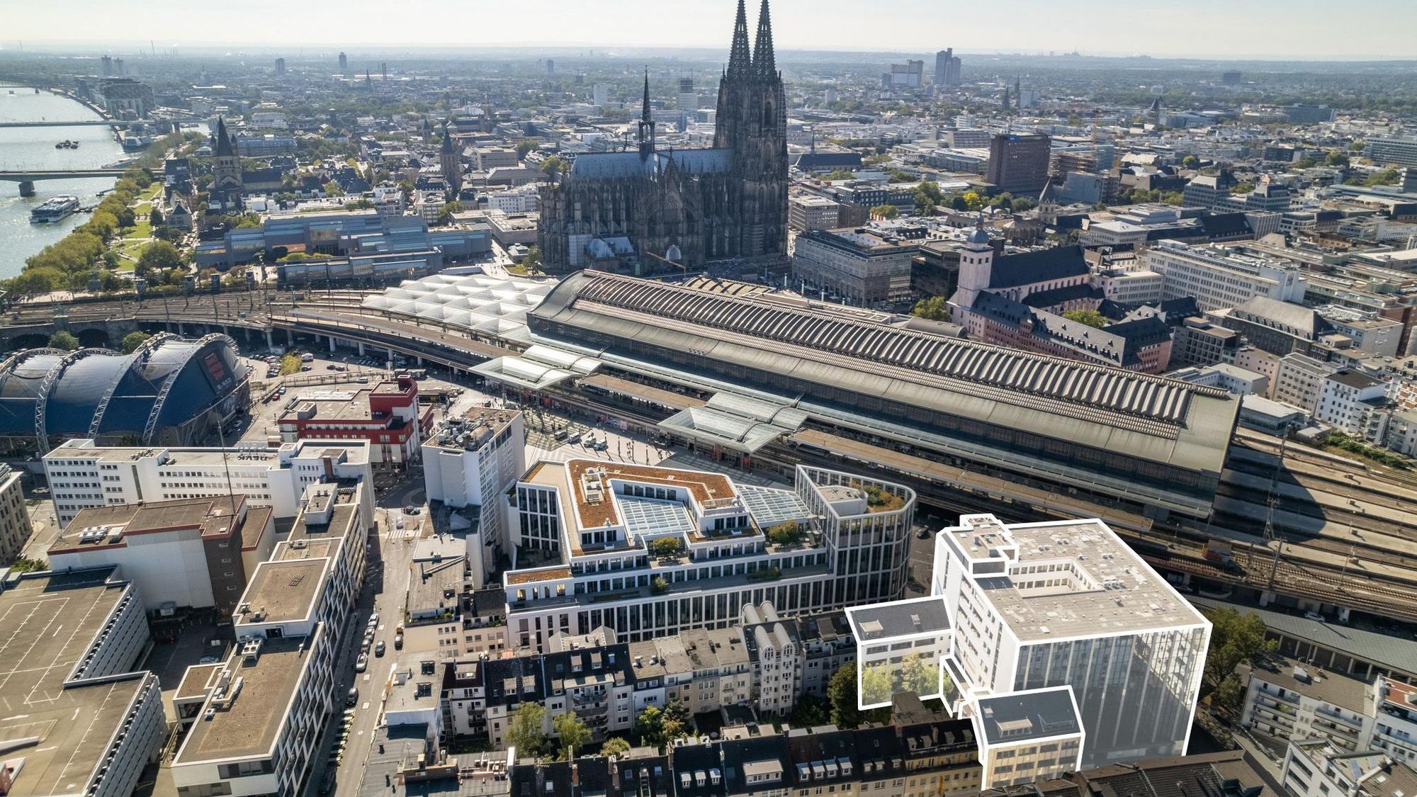 Es geht um das in Weiß eingezeichnete Gebäude.