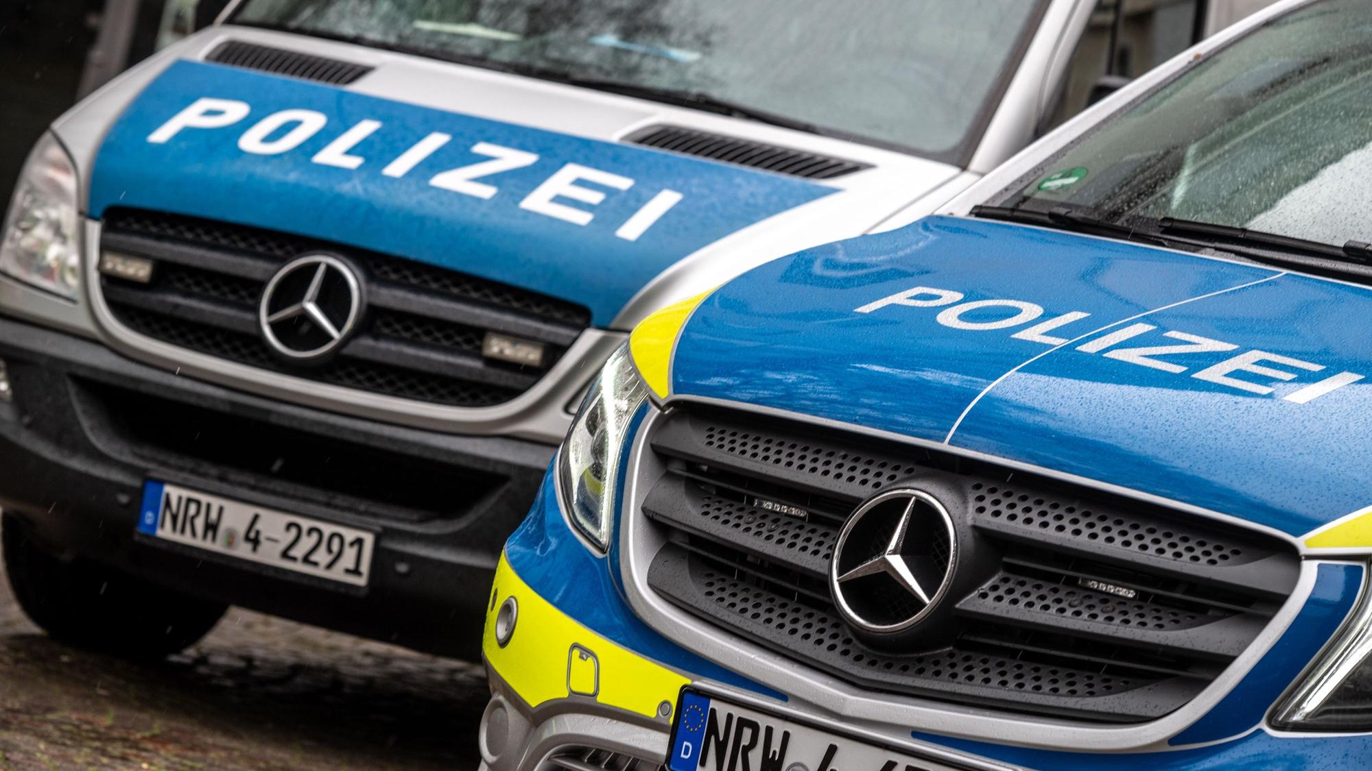 Polizeifahrzeuge stehen auf einer Straße (Symbolfoto)