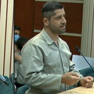 Mohammad Mahdi Karami und Seyyed Mohammad Hosseini, die am Samstagmorgen hingerichtet wurden, bei einer Gerichtsverhandlung in Karadsch am 5. Dezember.