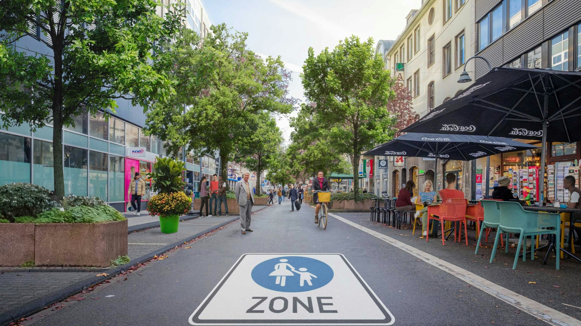 Verkehrsberuhigung auf der Deutzer Freiheit.