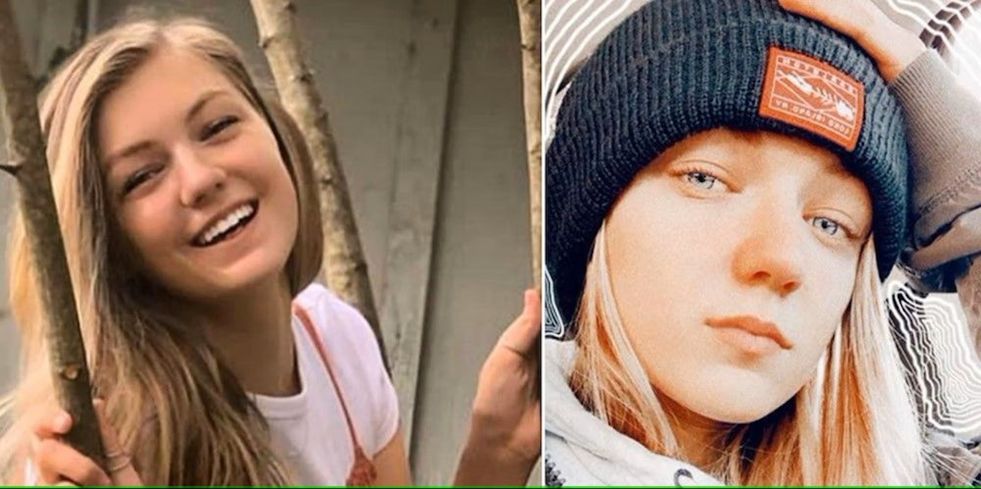 Bildmontage der im Jahr 2021 ermordeten Youtuberin Gabby Petito. Ihr Mordfall hatte in den sozialen Medien für viel Aufsehen gesorgt.