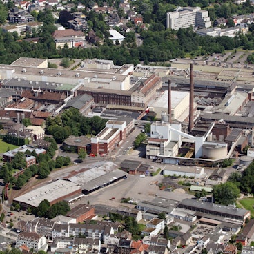 Luftbild auf das Zanders-Gelände in Bergisch Gladbach.