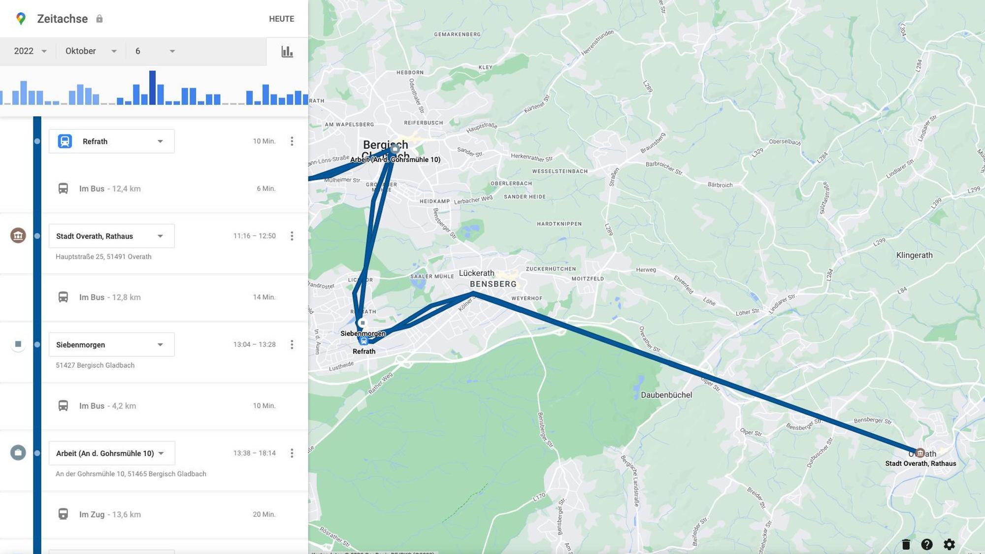 Auf einer Karte ist die Strecke eingezeichnet, die der Angeklagte zurückgelegt hat.