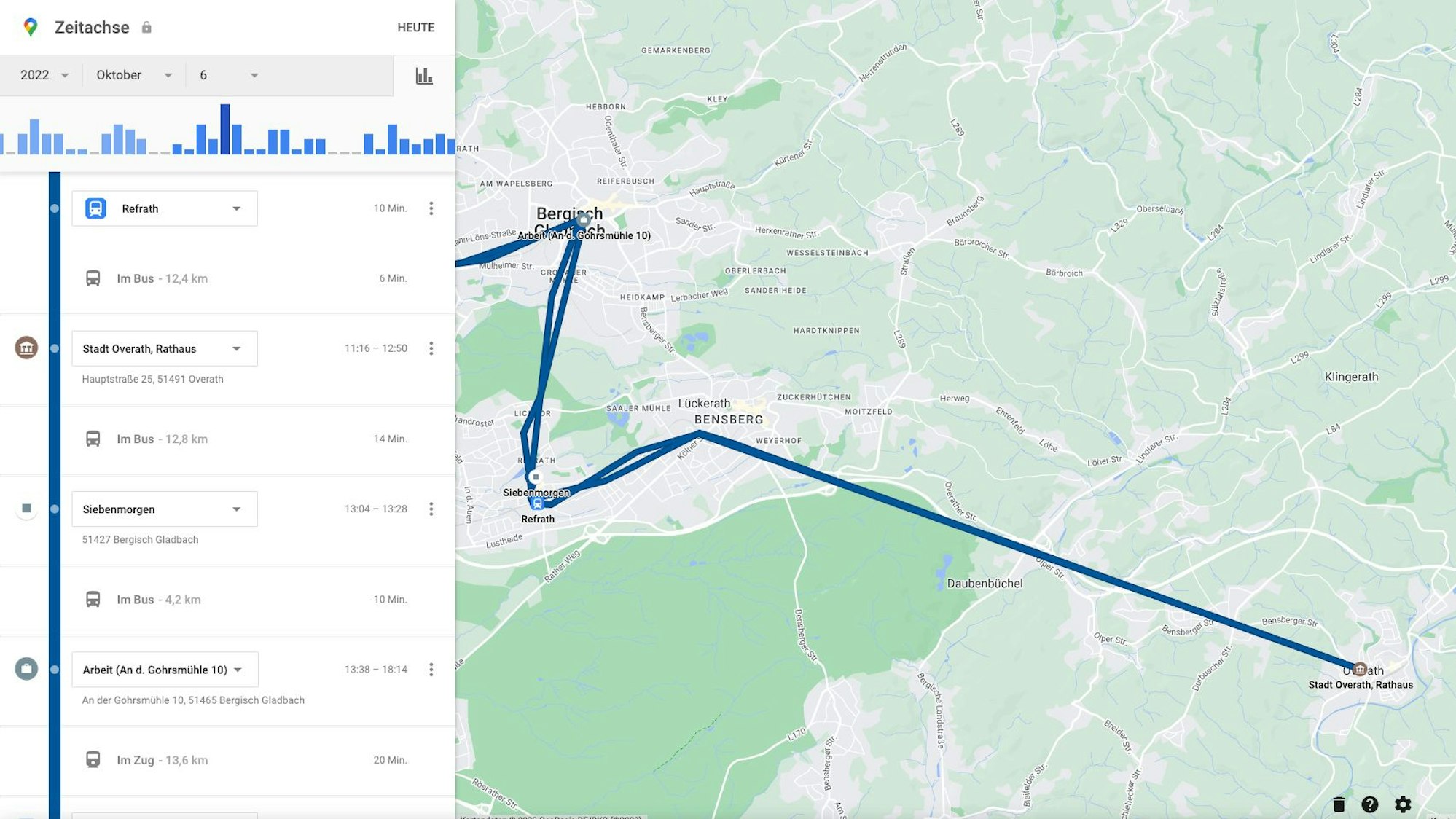 Auf einer Karte ist die Strecke eingezeichnet, die der Angeklagte zurückgelegt hat.