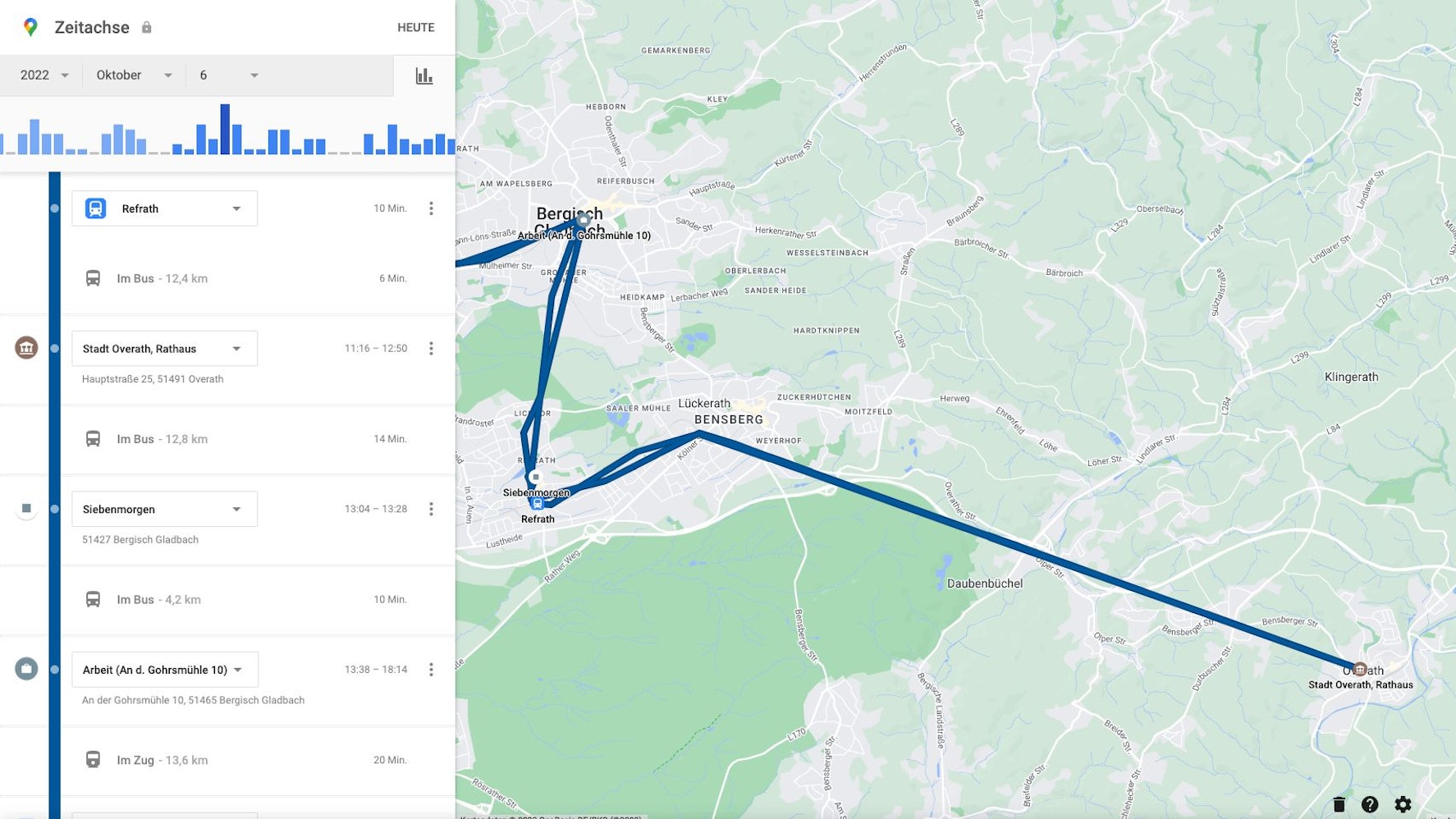 Auf einer Karte ist die Strecke eingezeichnet, die der Angeklagte zurückgelegt hat.