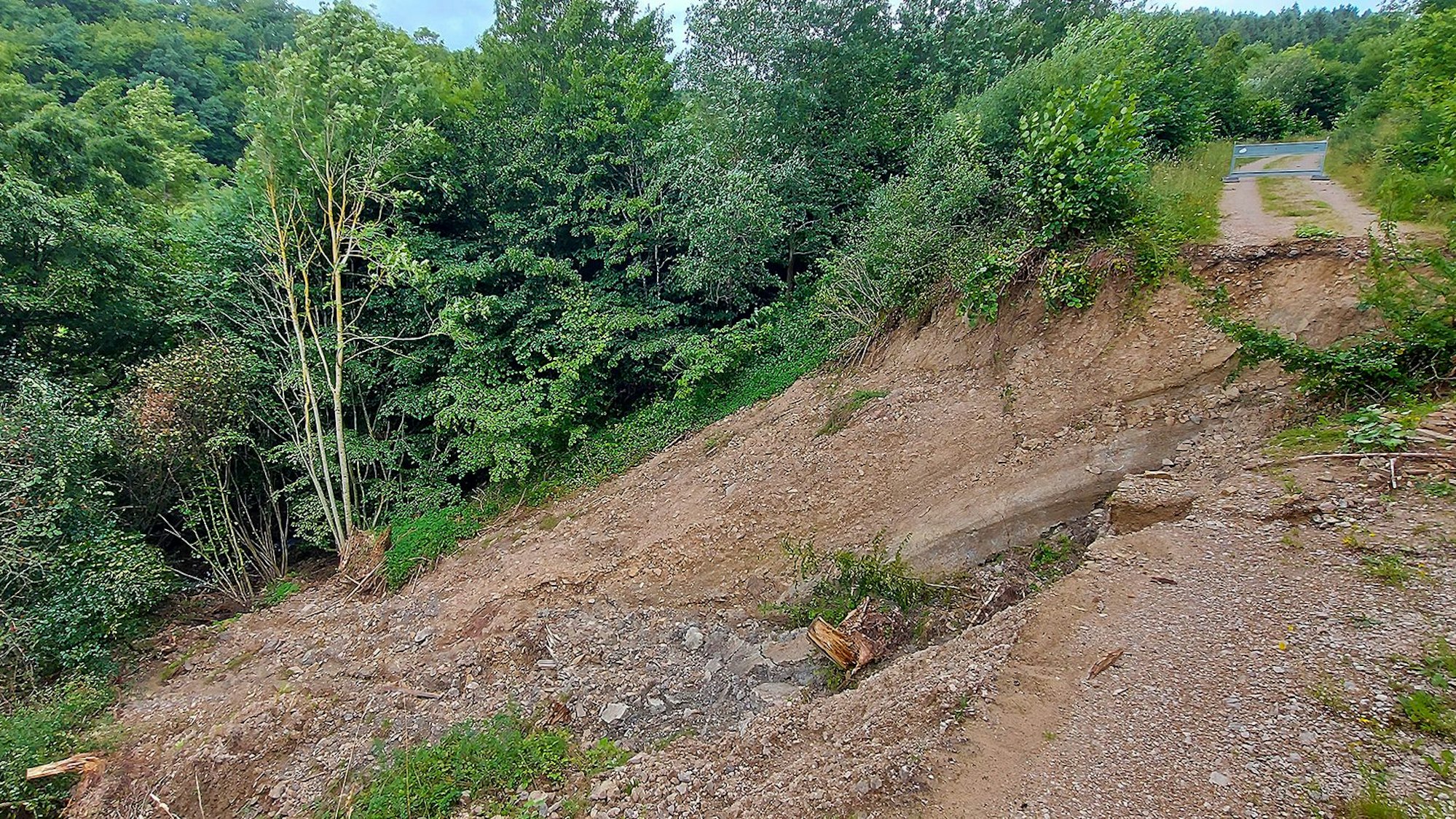 Diesen Weg am Aulbachtal bei Neuhof hat die Flut schwer beschädigt.