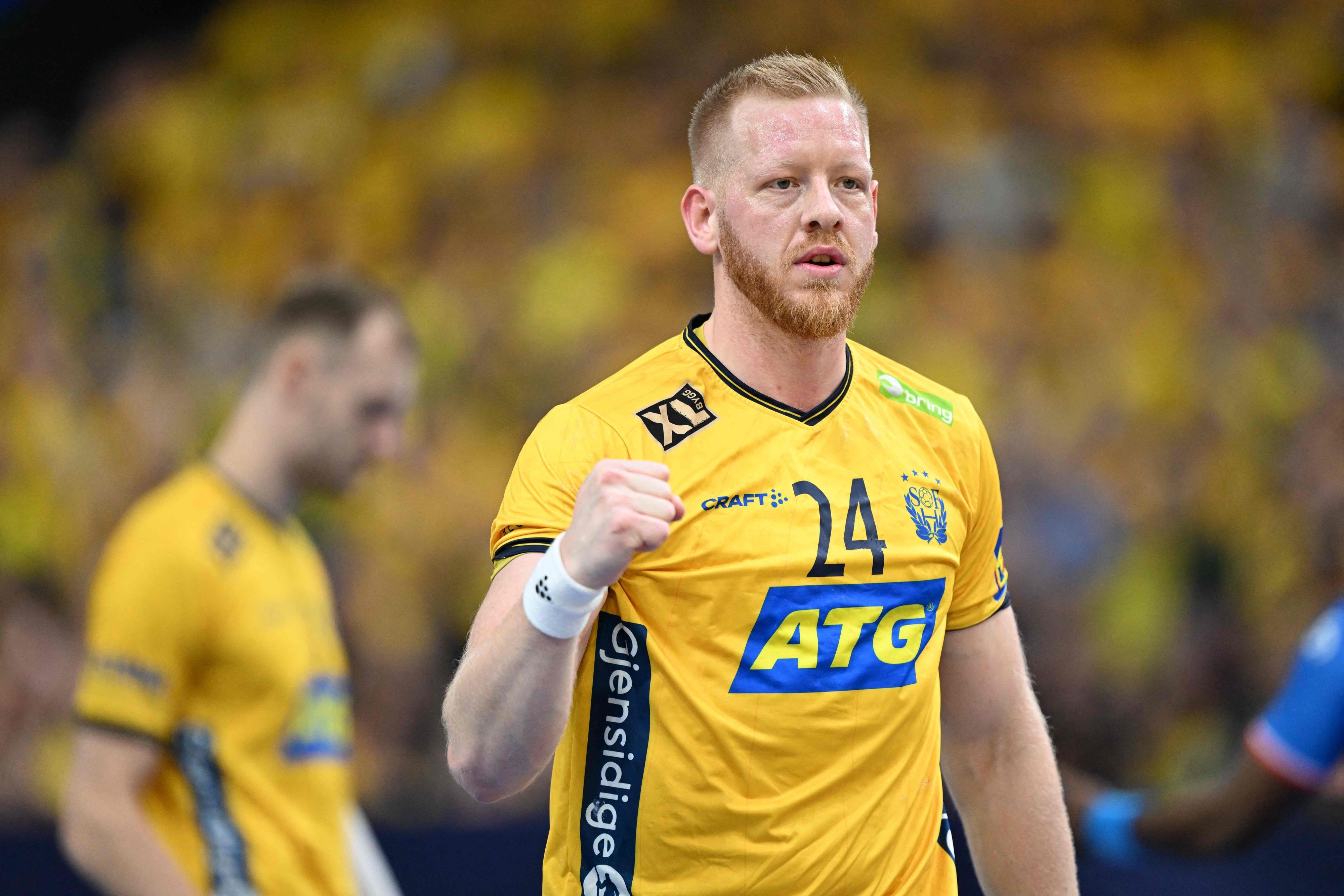 Der schwedische Handballspieler Jim Gottfridsson ballt die Faust.