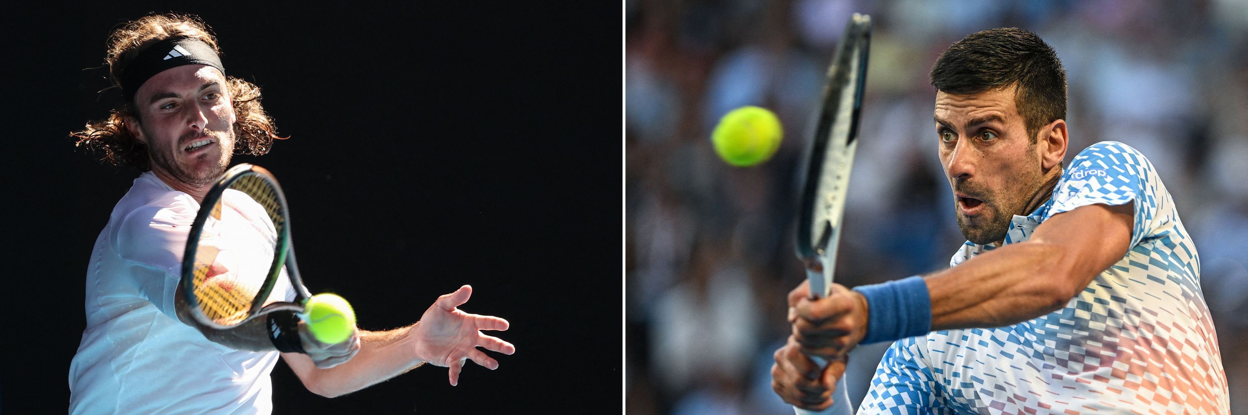 Stefanos Tsitsipas (links): Könnte erster griechischer Major-Sieger werden. Novak Djokovic (rechts): Der Serbe könnte Sonntag seinen 22. Major-Titel holen.