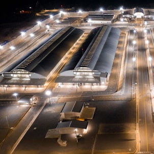 Luftaufnahme des neu eröffneten Gefängnisses in einem abgelegenen ländlichen Gebiet in einem Tal bei Tecoluca, 74 km südöstlich von San Salvador.