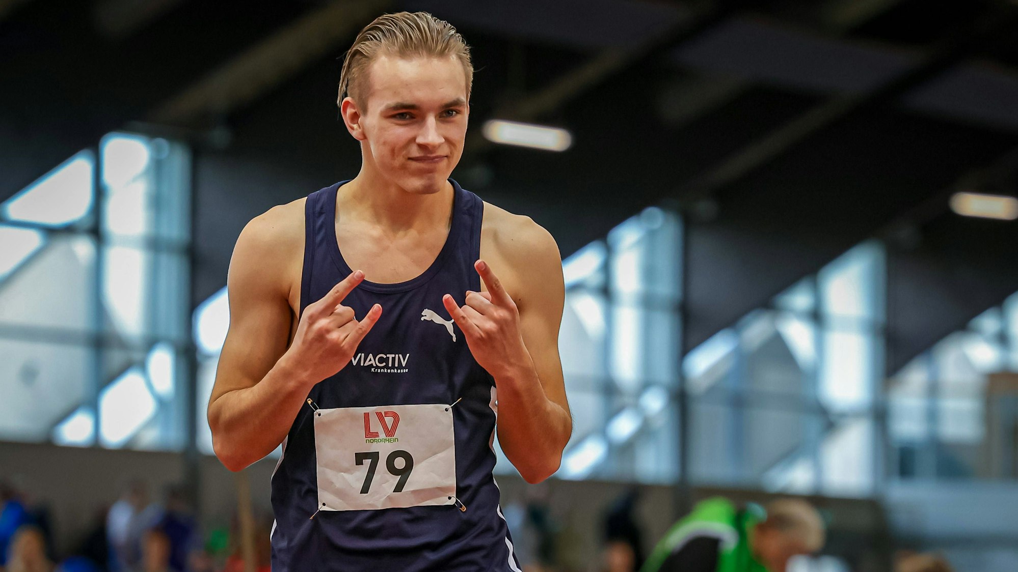 NRW Hallenmeisterschaften Duesseldorf, 04.02.2023 Timon Dethloff Cologne Athletics NRW Hallenmeisterschaften am 04.02.2023 in der LA Halle im Arena-Sportpark, Duesseldorf Nordrhein-Westfalen *** NRW Indoor Championships Duesseldorf, 04 02 2023 Timon Dethloff Cologne Athletics NRW Indoor Championships on 04 02 2023 in the LA Hall in the Arena Sportpark, Duesseldorf North Rhine Westphalia Copyright: xBEAUTIFULxSPORTS/B.Hoffmannx