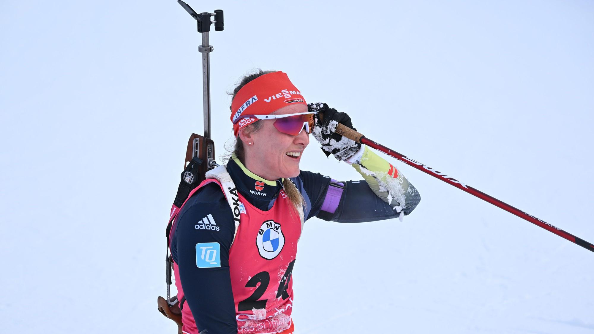 Denise Herrmann-Wick aus Deutschland im Ziel.
