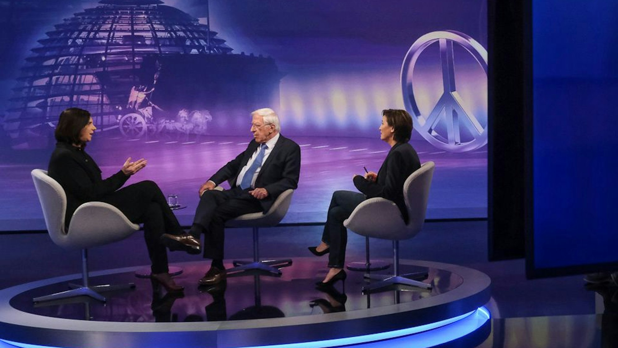 Katrin Göring-Eckardt (v.l.n.r.), Franz Alt und Sandra Maischberger