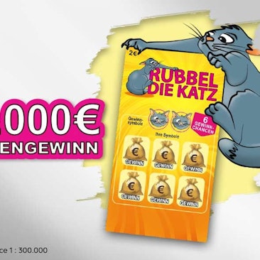 Bild mit dem Rubbel die Katz Rubbellos von WestLotto.
