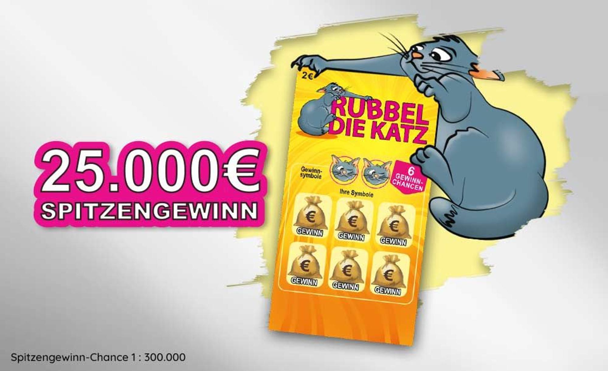 Bild mit dem Rubbel die Katz Rubbellos von WestLotto.
