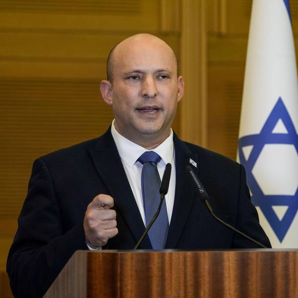 FILE - Israeli Prime Minister Naftali Bennett delivers a statement at the Knesset, Israel's parliament, in Jerusalem on June 29, 2022. Bennett, a former Israeli prime minister who served briefly as a mediator at the start of Russia's war with Ukraine, said during an interview posted online Saturday, Feb. 4, 2023, he drew a promise from the Russian president not to kill his Ukrainian counterpart. (AP Photo/Tsafrir Abayov, File)