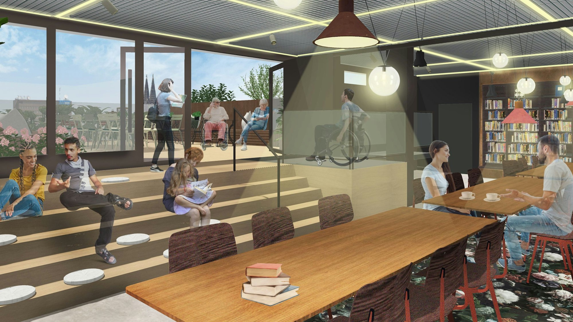 Dachterrasse im vierten Stock der Zentralbibliothek