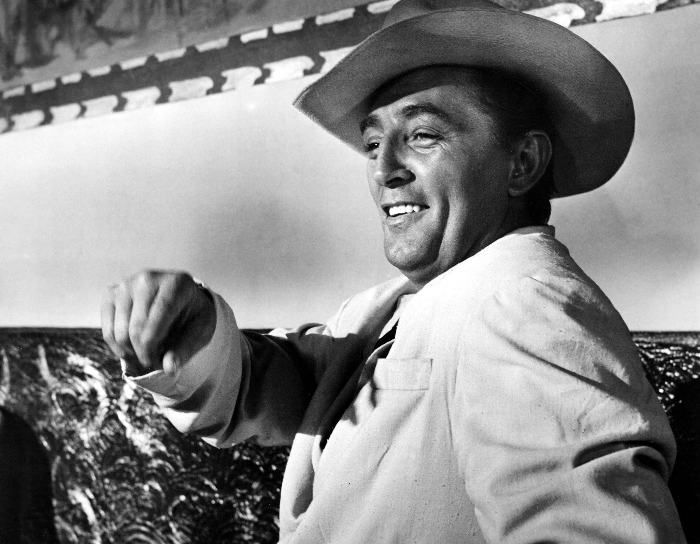 Robert Mitchum mit Cowboy-Hut.
