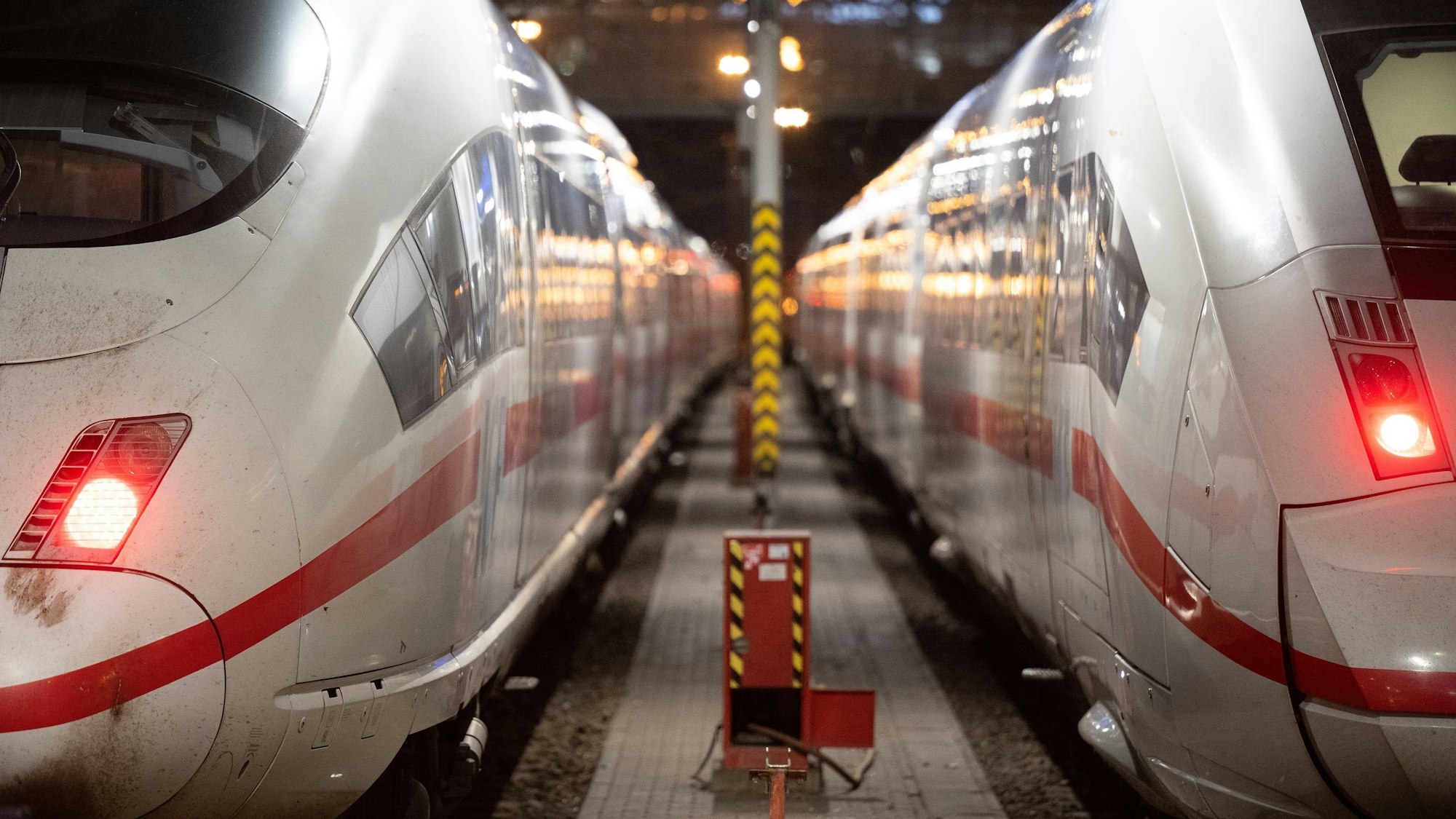 Zwei ICE stehen steht am Hauptbahnhof nebeneinander (Symbolfoto).