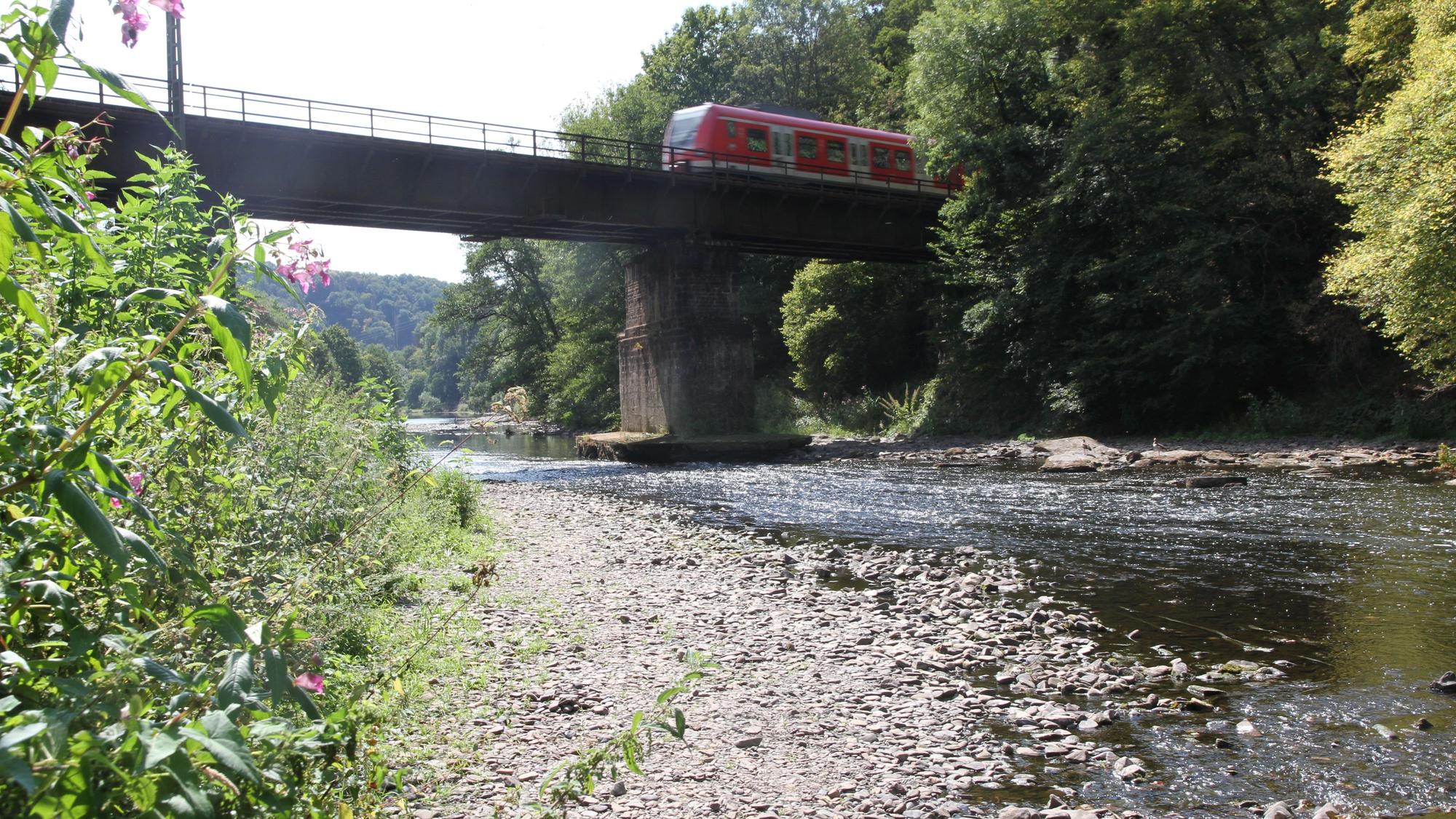 Niedrigwasser im Rhein-Sieg-Kreis, Sieg bei Happach